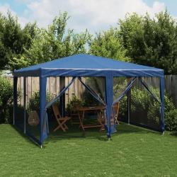Tente de f&ecirc;te avec 8 parois lat&eacute;rales en maille bleu 4x4m PEHD