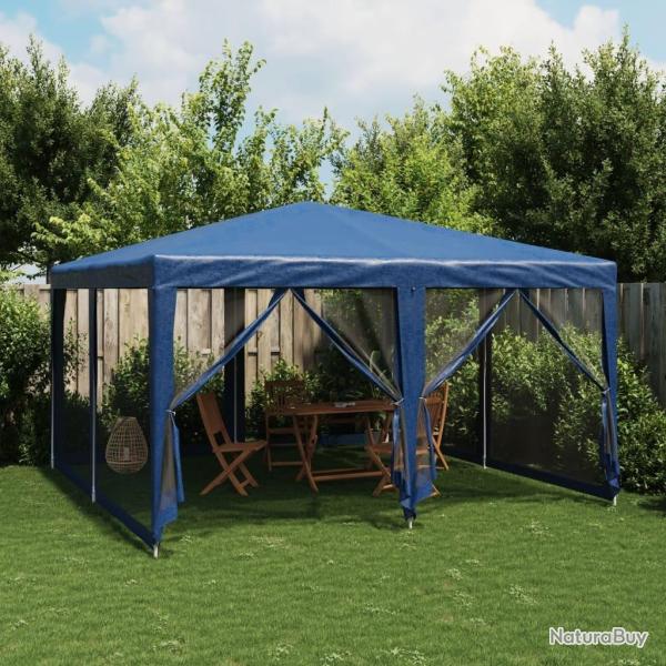 Tente de f�te avec 8 parois lat�rales en maille bleu 4x4m PEHD