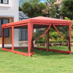 Tente de f&ecirc;te avec 6 parois lat&eacute;rales en maille Rouge 3x6m PEHD
