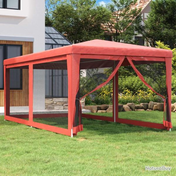 Tente de f�te avec 6 parois lat�rales en maille Rouge 3x6m PEHD