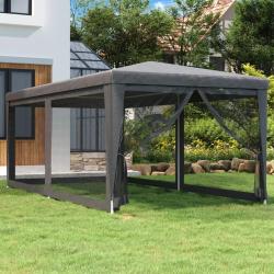Tente de f&ecirc;te avec 6 parois lat&eacute;rales en maille Anthracite 3x6m alsavelo