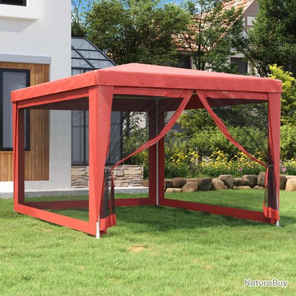 Tente de f�te avec 4 parois lat�rales en maille Rouge 3x4m PEHD