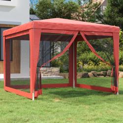 Tente de f&ecirc;te avec 4 parois lat&eacute;rales en maille Rouge 3x3m PEHD