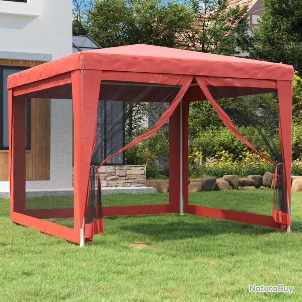 Tente de f�te avec 4 parois lat�rales en maille Rouge 3x3m PEHD
