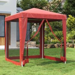 Tente de f&ecirc;te avec 4 parois lat&eacute;rales en maille Rouge 2x2m PEHD