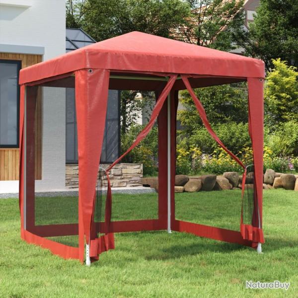 Tente de f�te avec 4 parois lat�rales en maille Rouge 2x2m PEHD