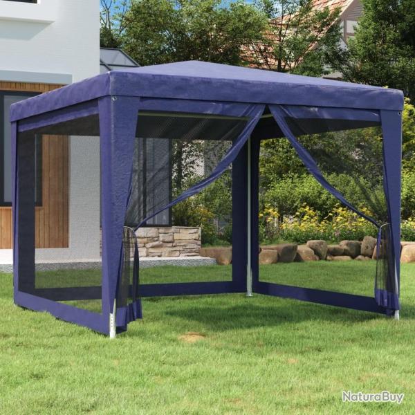 Tente de f�te avec 4 parois lat�rales en maille Bleu 3x3 m PEHD