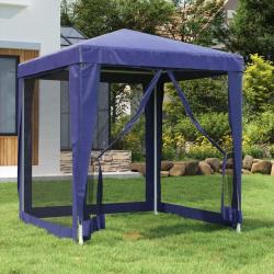 Tente de f&ecirc;te avec 4 parois lat&eacute;rales en maille Bleu 2x2 m PEHD