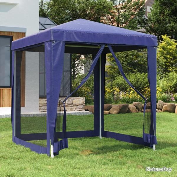 Tente de f�te avec 4 parois lat�rales en maille Bleu 2x2 m PEHD