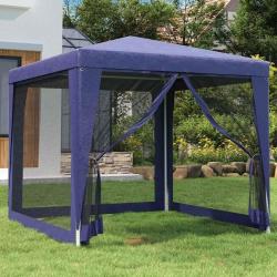 Tente de f&ecirc;te avec 4 parois lat&eacute;rales en maille Bleu 2,5x2,5 m