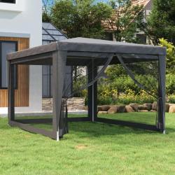 Tente de f&ecirc;te avec 4 parois lat&eacute;rales en maille Anthracite 3x4m alsavelo