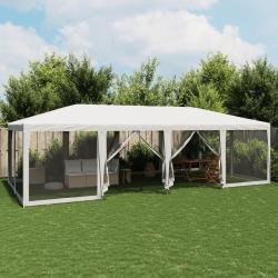 Tente de f&ecirc;te avec 12parois lat&eacute;rales en maille blanc 8x4m PEHD