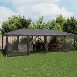 Tente de f&ecirc;te avec 12 parois lat&eacute;rales maille anthracite 8x4 m alsavelo