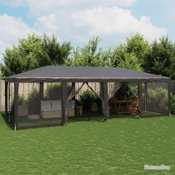 Tente de f�te avec 12 parois lat�rales maille anthracite 8x4 m