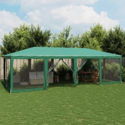 Tente de f&ecirc;te avec 12 parois lat&eacute;rales en maille vert 8x4m PEHD