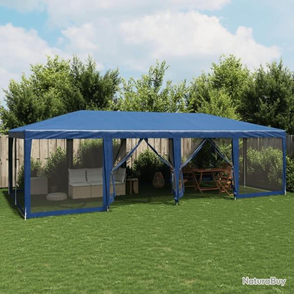 Tente de f�te avec 12 parois lat�rales en maille bleu 8x4m PEHD alsavelo