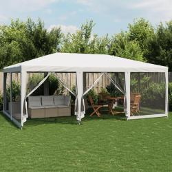 Tente de f&ecirc;te avec 10parois lat&eacute;rales en maille blanc 6x4m PEHD