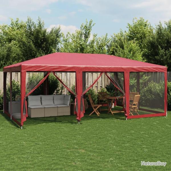 Tente de f�te avec 10 parois lat�rales maille rouge 6x4 m PEHD