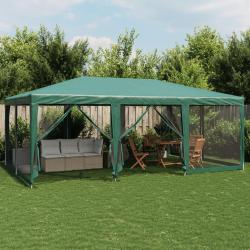 Tente de f&ecirc;te avec 10 parois lat&eacute;rales en maille vert 6x4m PEHD