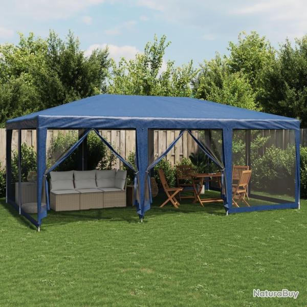 Tente de f�te avec 10 parois lat�rales en maille bleu 6x4m PEHD
