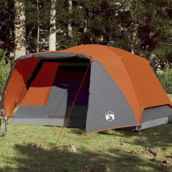 Tente de camping et porche 4 personnes gris orange imperm&eacute;able alsavelo