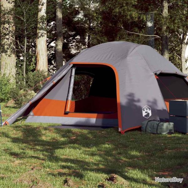 Tente de camping � d�me 4 personnes gris et orange imperm�able