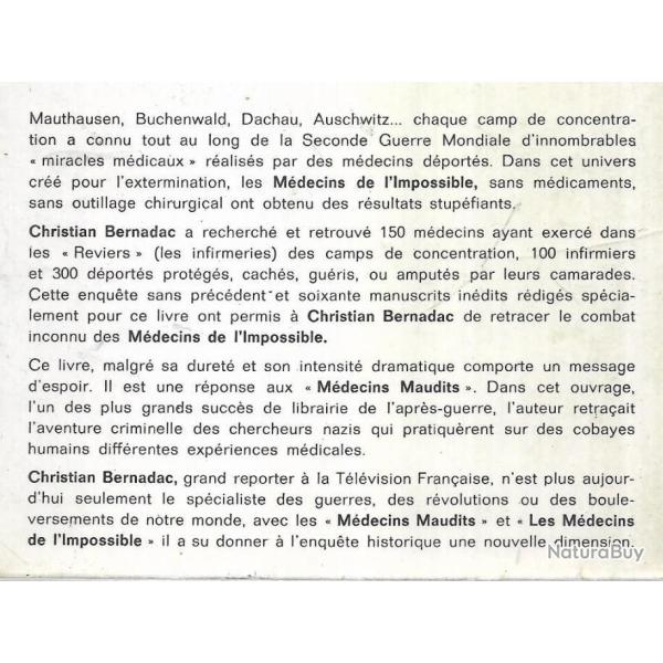 les m�decins de l'impossible d�portation  par christian bernadac .jaquette