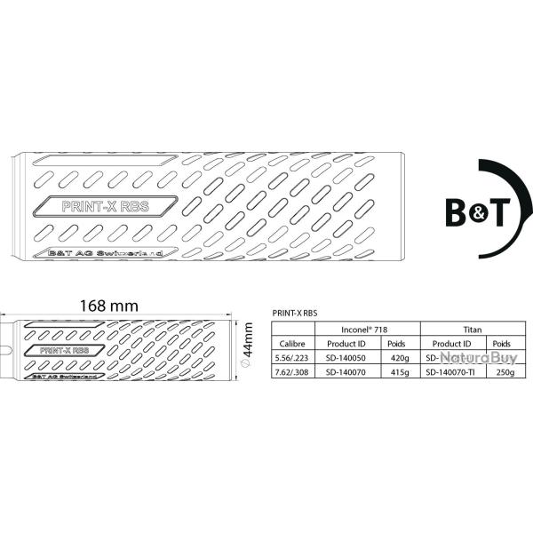 B&T SUPPRESSOR BODY PRINT-X RBS Inconel� 718 (5.56)