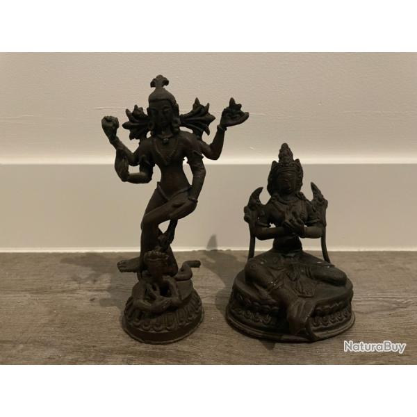 Lot de 2 statuettes dieu asiatique