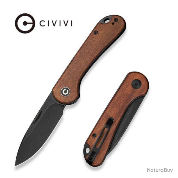 Couteau CIVIVI Elementum Slipjoint Guibourtia Lame Drop Point Acier 14C28N Blk Clip CIVC18062AJ3