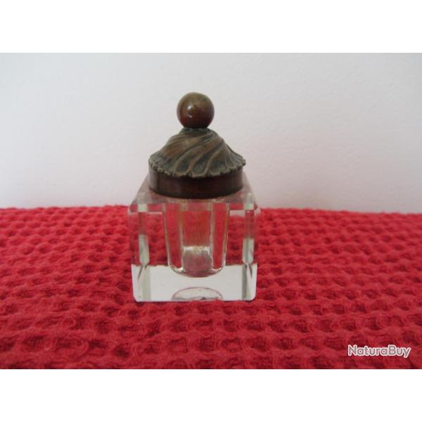 Encrier Art nouveau cristal et cuivre 1890/1900