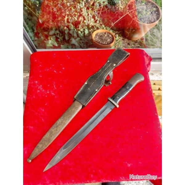 Ba�onnette 98K m�me num�ro fourreau ba�o, marquage fabricant sur le gousset