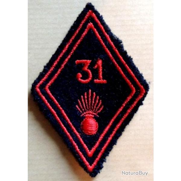 Patch losange mod 45 31� R�giment Infanterie troupe (+ grenade) pour collection ne pas porter.