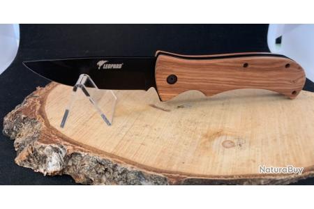 Couteau à Sculpter Le Bois - Lame 1 1/2 - Manche En Bois De Léopard Et Cœur Rouge