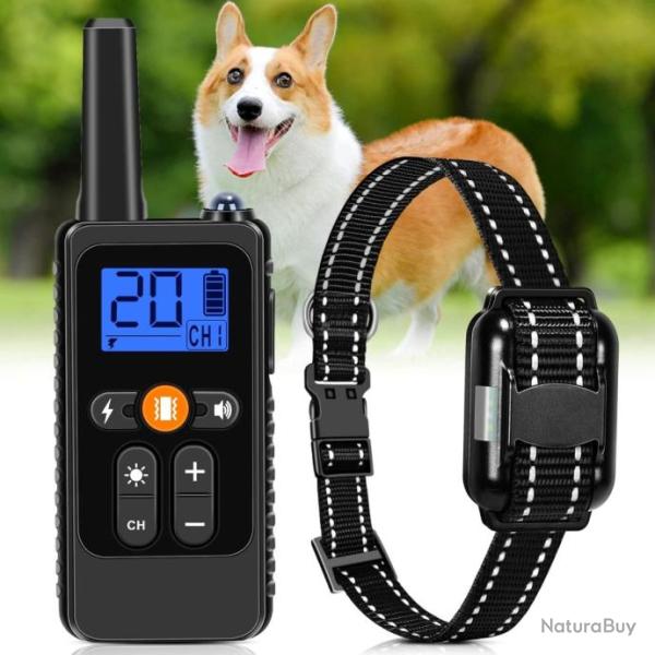 Collier Dressage pour Chien Porte 800m 3 Modes Bip Vibration Choc tanche IP67