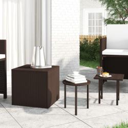 Tables d'appoint de jardin 3 pcs marron r&eacute;sine tress&eacute;e