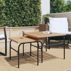 Tables basses gigognes de jardin 2 pcs marron et noir acier