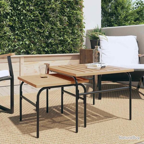 Tables basses gigognes de jardin 2 pcs marron et noir acier
