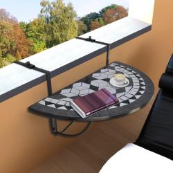 Table suspendue de balcon Noir et blanc Mosa&iuml;que