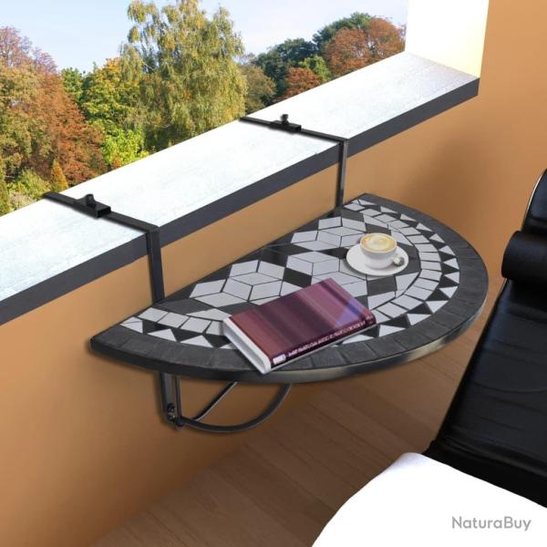 Table suspendue de balcon Noir et blanc Mosa�que