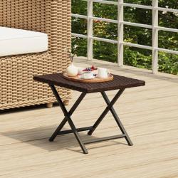 Table pliable marron 45x35x32 cm r&eacute;sine tress&eacute;e