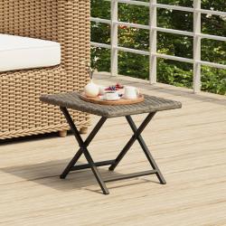 Table pliable gris 45x35x32 cm r&eacute;sine tress&eacute;e