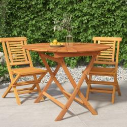 Table pliable de jardin &Oslash; 85x75 cm bois massif de teck alsavelo