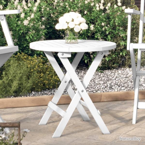 Table pliable de jardin blanc � 46 cm bois d'acacia solide alsavelo