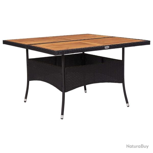 Table d'ext�rieur Noir R�sine tress�e et bois d'acacia solide