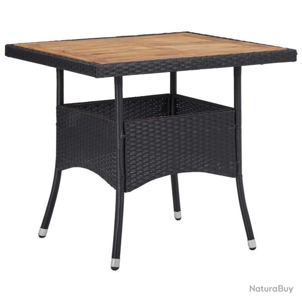 Table d'ext�rieur Noir R�sine tress�e et bois d'acacia solide