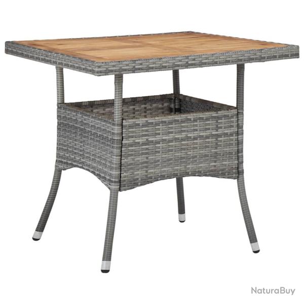 Table d'extrieur Gris Rsine tresse et bois d'acacia solide alsavelo
