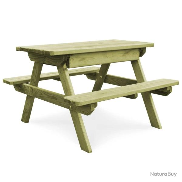 Table de pique-nique pour enfants avec bancs Pinde imprgne alsavelo