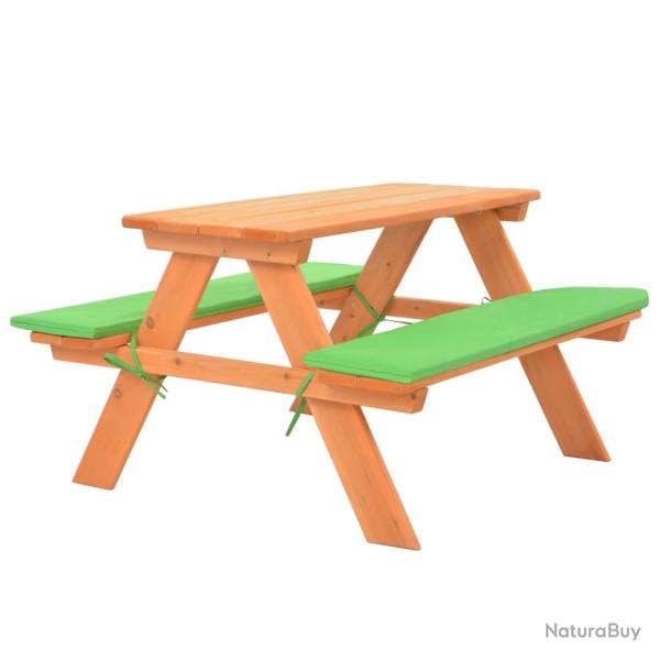 Table de pique-nique pour enfants avec bancs 89x79x50 cm Sapin alsavelo
