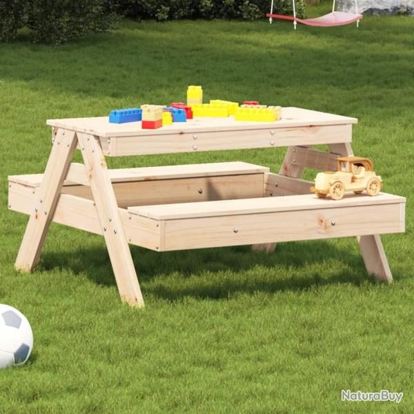 Table de pique-nique pour enfants 88x97x52cm bois massif de pin alsavelo